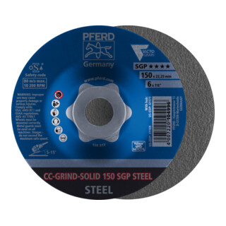 PFERD TOOLS CC-GRIND SOLID Schleifscheibe 150x22,23 mm COARSE Speziallinie SGP STEEL für Stahl