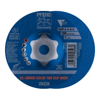 PFERD TOOLS CC-GRIND SOLID Schleifscheibe 180x22,23 mm COARSE Speziallinie SGP INOX für Edelstahl