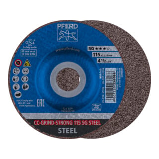 PFERD TOOLS CC-GRIND STRONG Schleifscheibe 115x22,23 mm COARSE Leistungslinie SG STEEL für Stahl