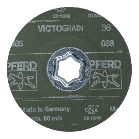 PFERD TOOLS COMBICLICK Fiberscheibe Ø 115 mm VICTOGRAIN 36 Höchstleistung auf Stahl