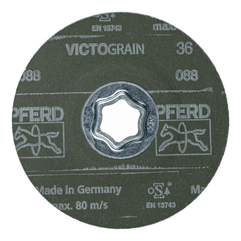 PFERD TOOLS COMBICLICK Fiberscheibe Ø 115 mm VICTOGRAIN 36 Höchstleistung auf Stahl