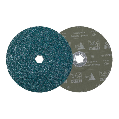 PFERD TOOLS COMBICLICK Fiberscheibe Ø 180mm VICTOGRAIN 36 Höchstleistung auf Stahl