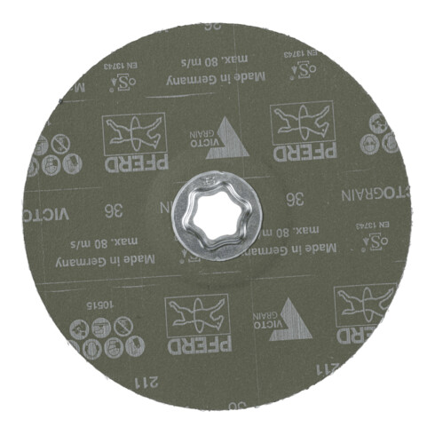 PFERD TOOLS COMBICLICK Fiberscheibe Ø 180mm VICTOGRAIN 36 Höchstleistung auf Stahl