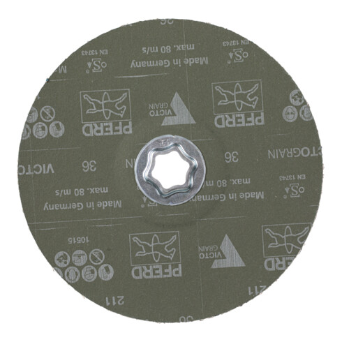 PFERD TOOLS COMBICLICK Fiberscheibe Ø 180mm VICTOGRAIN 36 Höchstleistung auf Stahl