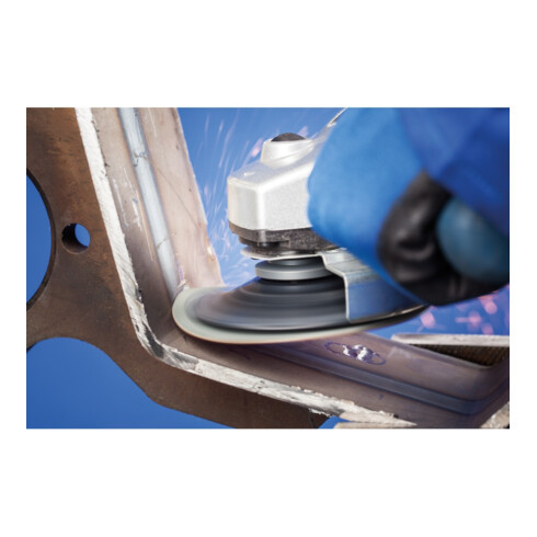 PFERD TOOLS COMBICLICK-Fiberscheiben-Set Korund Ø125mm A36, 60, 80, 120 mit CC-H-GT-Stützteller für universelle Anwendungen