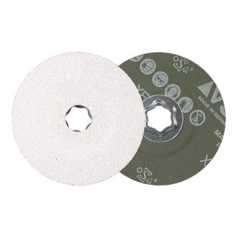 PFERD TOOLS COMBICLICK Keramikkorn Fiberscheibe Ø 115 mm CO-ALU80 für weiche NE Metalle