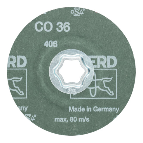 PFERD COMBICLICK Keramikkorn Fiberscheibe CO24 für hohen Abtrag auf Stahl