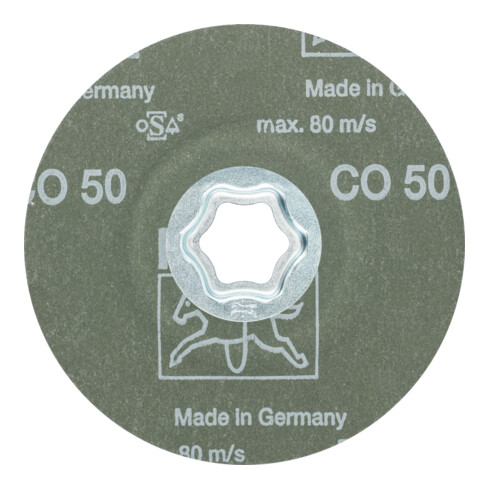 PFERD COMBICLICK Keramikkorn Fiberscheibe CO24 für hohen Abtrag auf Stahl