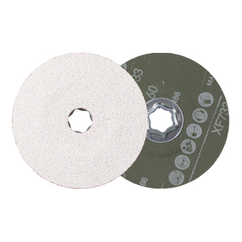 PFERD TOOLS COMBICLICK Keramikkorn Fiberscheibe Ø 125 mm CO-ALU60 für weiche NE Metalle