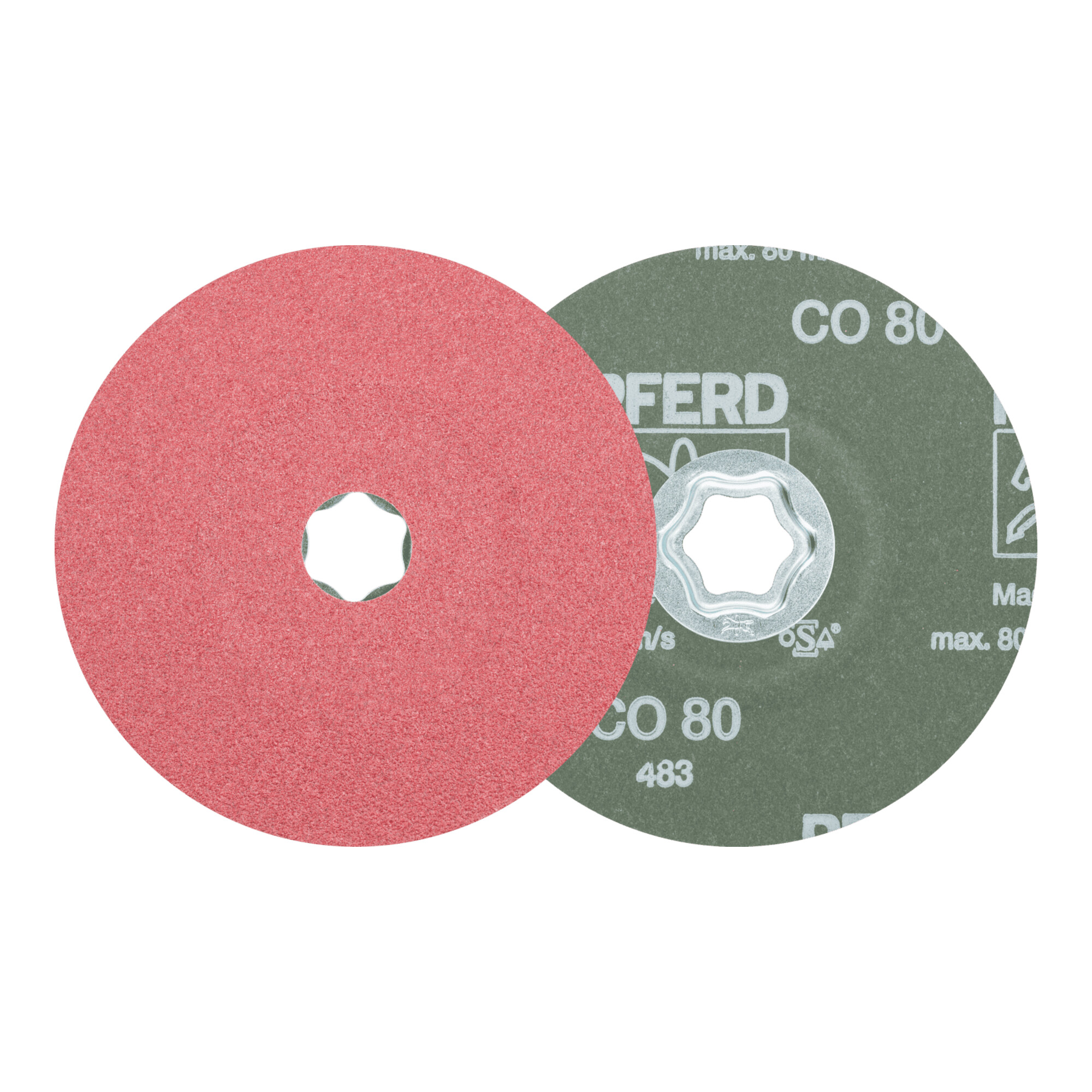 PFERD TOOLS COMBICLICK Keramikkorn Fiberscheibe Ø 125 mm CO80 für hohen Abtrag auf Stahl