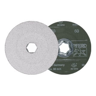 PFERD TOOLS COMBICLICK Keramikkorn Fiberscheibe Ø 115 mm CO-ALU60 für weiche NE Metalle