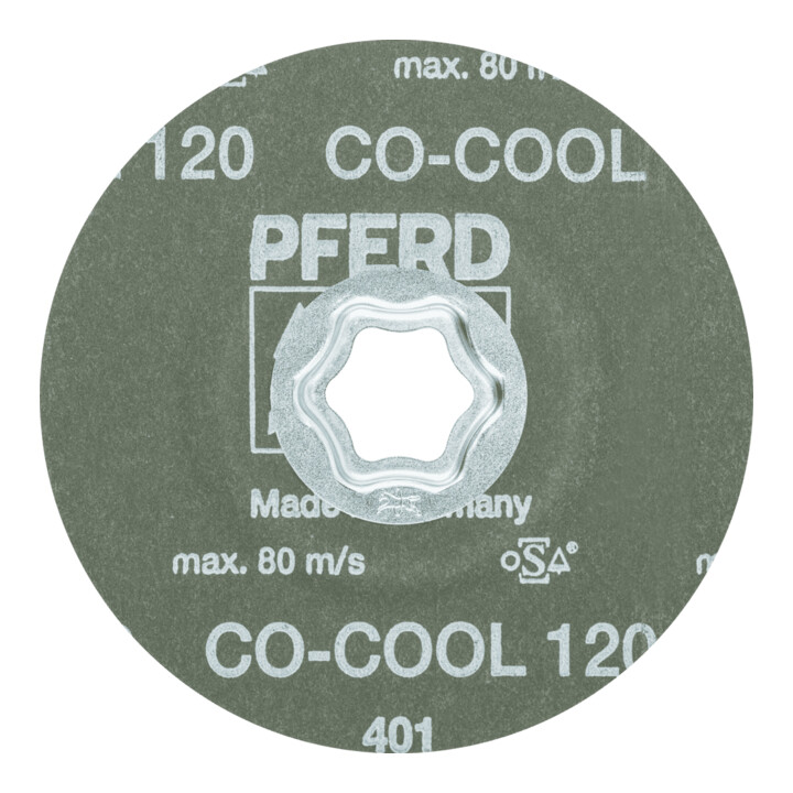 PFERD TOOLS COMBICLICK Keramikkorn Fiberscheibe Ø 115 mm CO-COOL120 für Edelstahl