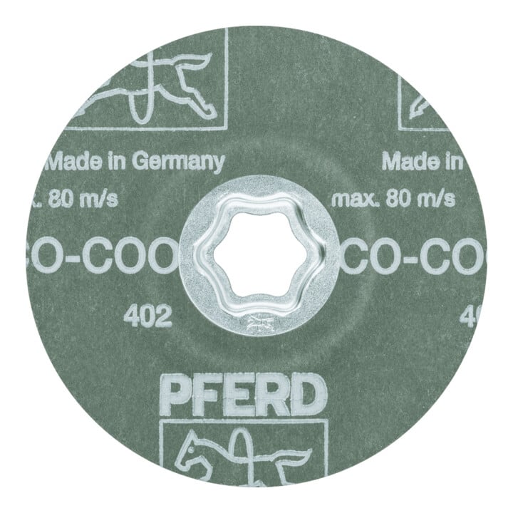 PFERD TOOLS COMBICLICK Keramikkorn Fiberscheibe Ø 115 mm CO-COOL80 für Edelstahl