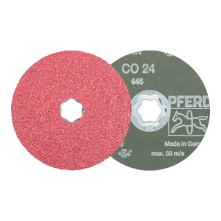 PFERD TOOLS COMBICLICK Keramikkorn Fiberscheibe Ø 115 mm CO24 für hohen Abtrag auf Stahl