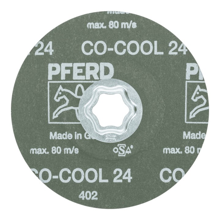 PFERD TOOLS COMBICLICK Keramikkorn Fiberscheibe Ø 125 mm CO-COOL24 für Edelstahl