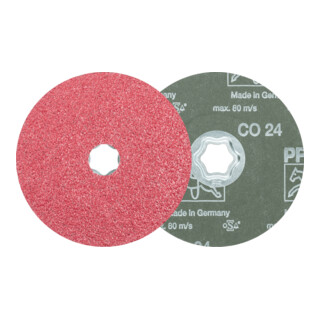 PFERD TOOLS COMBICLICK Keramikkorn Fiberscheibe Ø 125 mm CO24 für hohen Abtrag auf Stahl