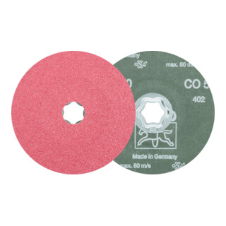 PFERD TOOLS COMBICLICK Keramikkorn Fiberscheibe Ø 125 mm CO50 für hohen Abtrag auf Stahl
