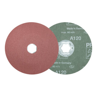 PFERD TOOLS COMBICLICK Korund Fiberscheibe Ø 125 mm A120 für universelle Anwendungen