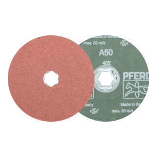PFERD TOOLS COMBICLICK Korund Fiberscheibe Ø 125 mm A50 für universelle Anwendungen