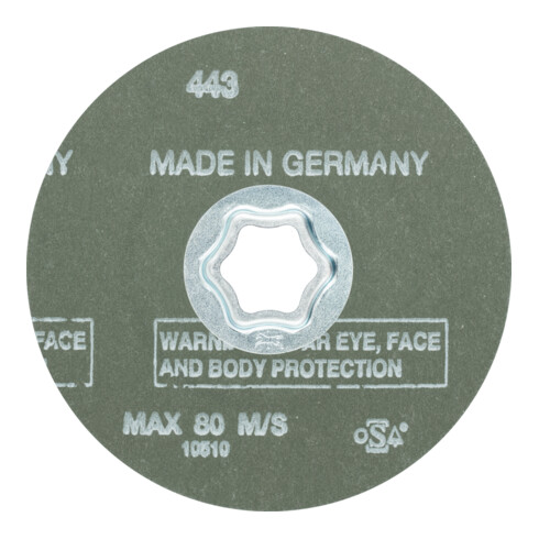 PFERD COMBICLICK Zirkon Fiberscheibe für hohen Abtrag auf Stahl