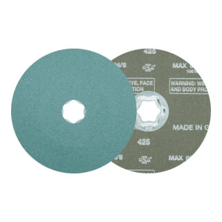 PFERD TOOLS COMBICLICK Zirkon Fiberscheibe Ø 125 mm Z120 für hohen Abtrag auf Stahl
