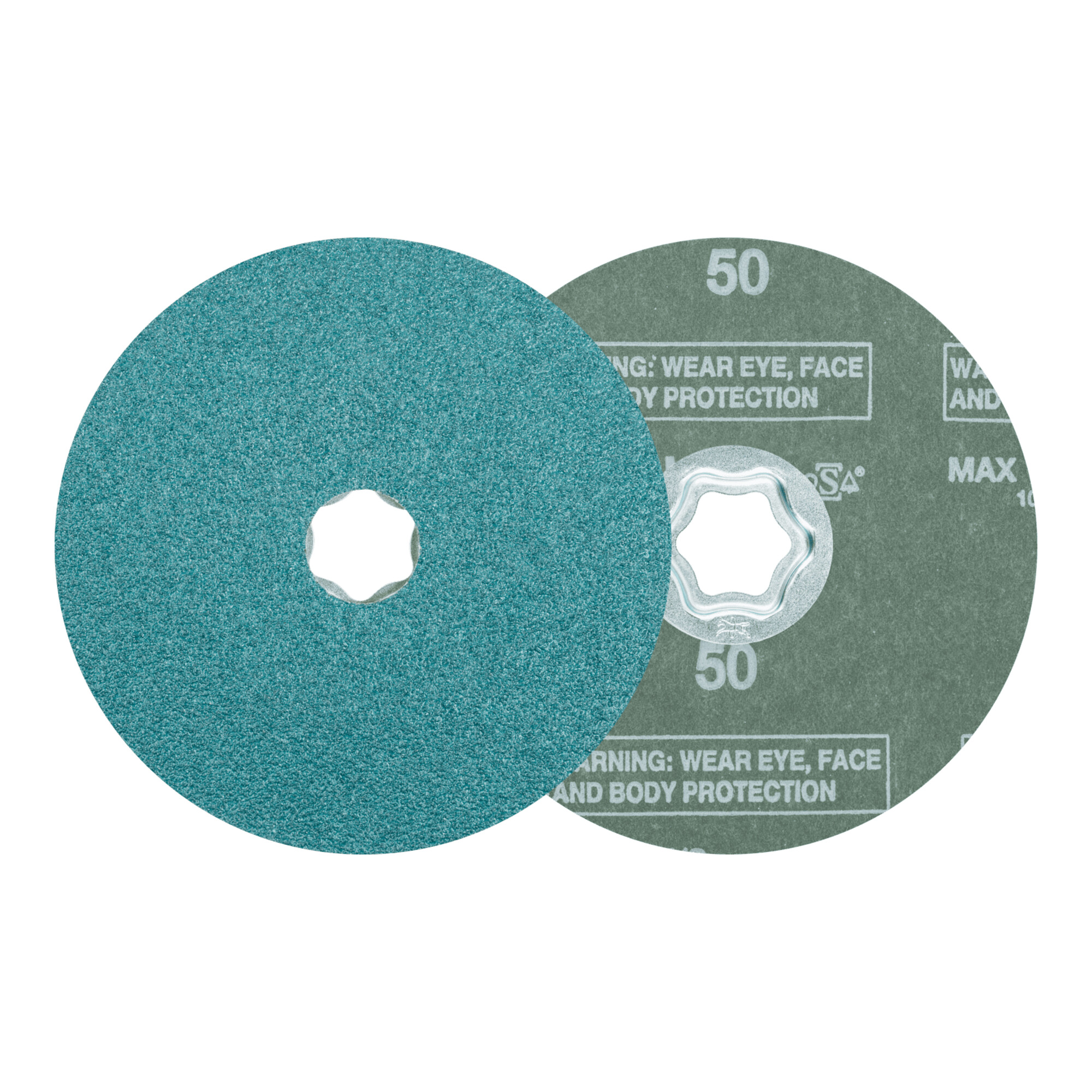 PFERD TOOLS COMBICLICK Zirkon Fiberscheibe Ø 125 mm Z50 für hohen Abtrag auf Stahl