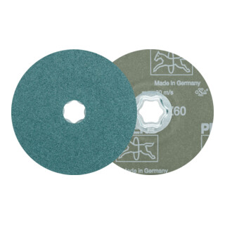 PFERD TOOLS COMBICLICK Zirkon Fiberscheibe Ø 125 mm Z60 für hohen Abtrag auf Stahl