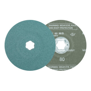 PFERD TOOLS COMBICLICK Zirkon Fiberscheibe Ø 125 mm Z80 für hohen Abtrag auf Stahl