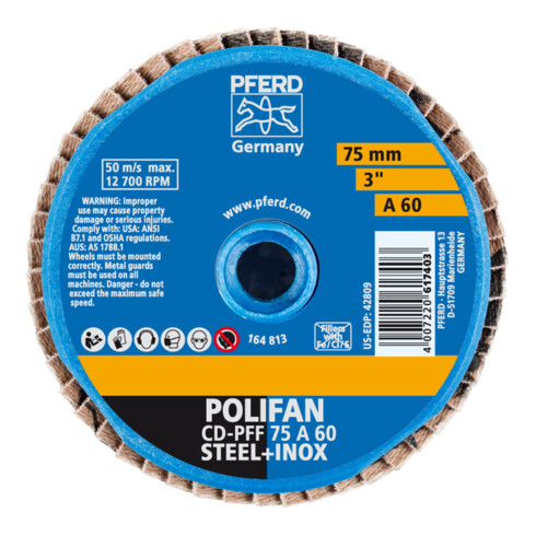 PFERD TOOLS COMBIDISC Korund Mini-POLIFAN CD Ø 75 mm A60 für universelle Anwendungen