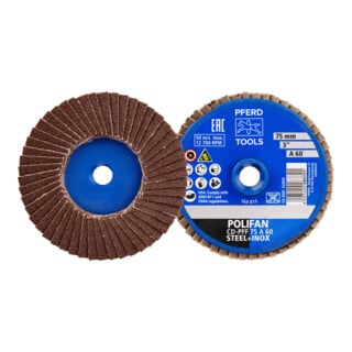 PFERD TOOLS COMBIDISC Korund Mini-POLIFAN CD Ø 75 mm A60 für universelle Anwendungen