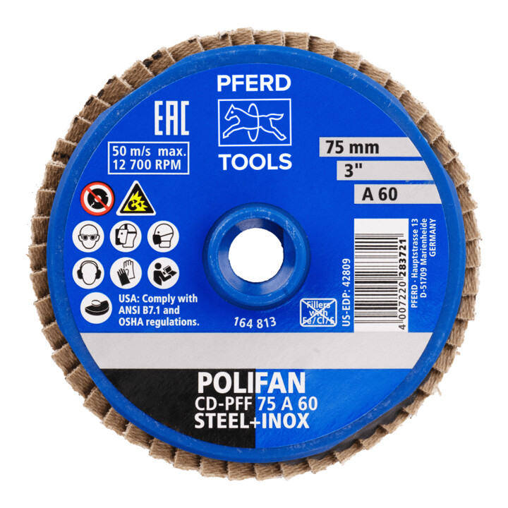PFERD TOOLS COMBIDISC Korund Mini-POLIFAN CD Ø 75 mm A60 für universelle Anwendungen