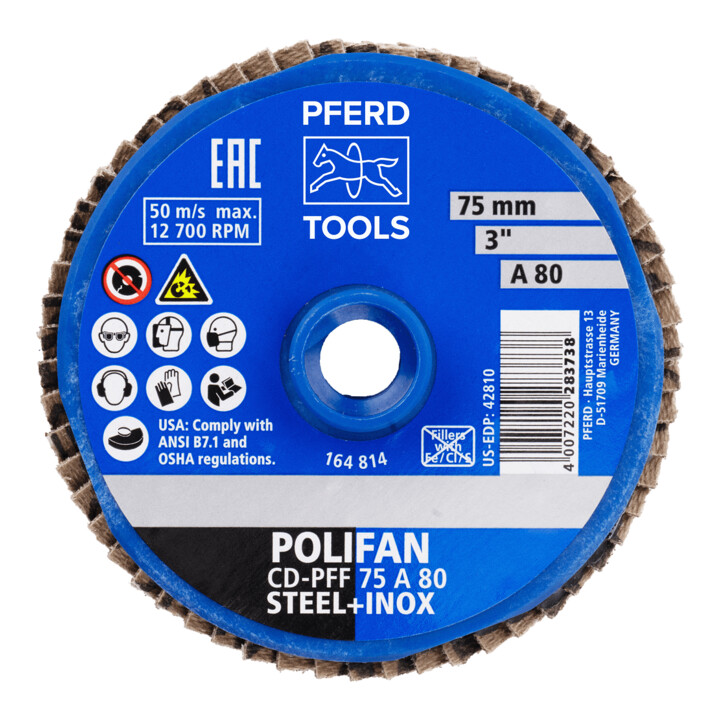 PFERD TOOLS COMBIDISC Korund Mini-POLIFAN CD Ø 75 mm A80 für universelle Anwendungen
