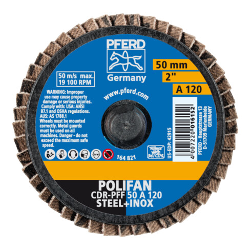 PFERD TOOLS COMBIDISC Korund Mini-POLIFAN CDR Ø 50mm A120 für universelle Anwendungen