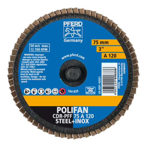 PFERD TOOLS COMBIDISC Korund Mini-POLIFAN CDR Ø 75 mm A120 für universelle Anwendungen