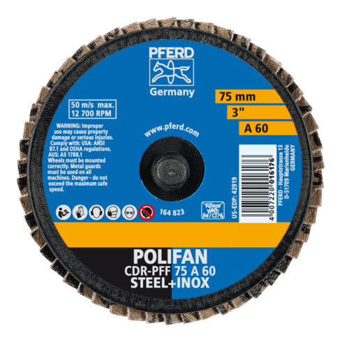 PFERD TOOLS COMBIDISC Korund Mini-POLIFAN CDR Ø 75 mm A60 für universelle Anwendungen