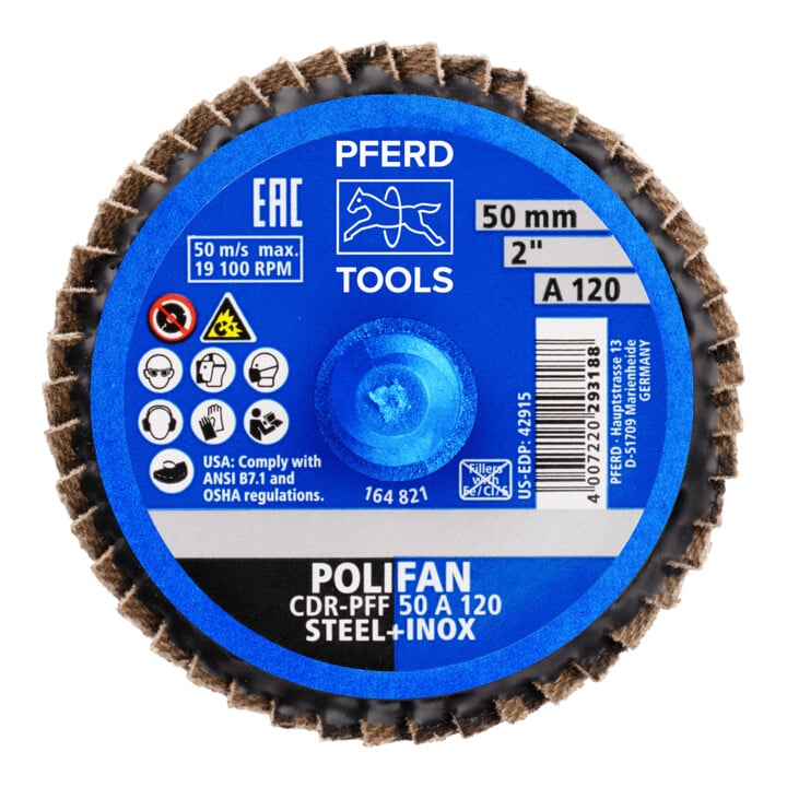PFERD TOOLS COMBIDISC Korund Mini-POLIFAN CDR Ø 50mm A120 für universelle Anwendungen