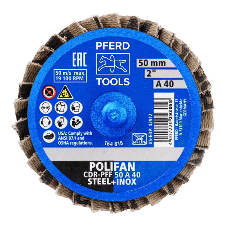 PFERD TOOLS COMBIDISC Korund Mini-POLIFAN CDR Ø 50mm A40 für universelle Anwendungen