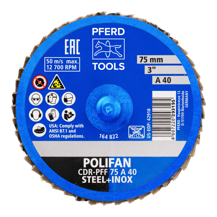 PFERD TOOLS COMBIDISC Korund Mini-POLIFAN CDR Ø 75 mm A40 für universelle Anwendungen