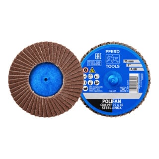 PFERD TOOLS COMBIDISC Korund Mini-POLIFAN CDR Ø 75 mm A60 für universelle Anwendungen