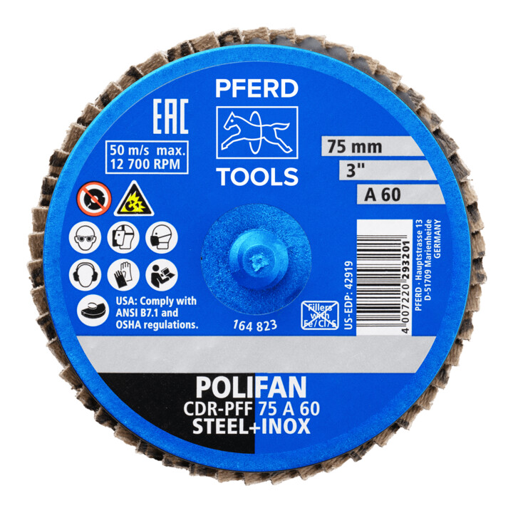 PFERD TOOLS COMBIDISC Korund Mini-POLIFAN CDR Ø 75 mm A60 für universelle Anwendungen