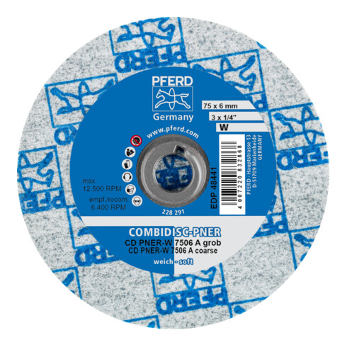 PFERD TOOLS COMBIDISC verpresste Vliesronde CD PNER Ø 75 mm Weich A Grob für Finish