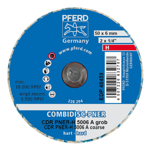 PFERD TOOLS COMBIDISC verpresste Vliesronde CDR PNER Ø 50mm Hart A Grob für Finish