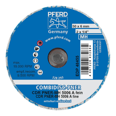 PFERD TOOLS COMBIDISC verpresste Vliesronde CDR PNER Ø 50mm Mittelhart A Fein für Finish