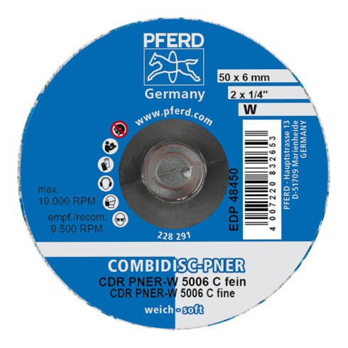 PFERD TOOLS COMBIDISC verpresste Vliesronde CDR PNER Ø 50mm Weich SIC Fein für Finish