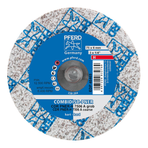 PFERD TOOLS COMBIDISC verpresste Vliesronde CDR PNER Ø 75 mm Hart A Grob für Finish
