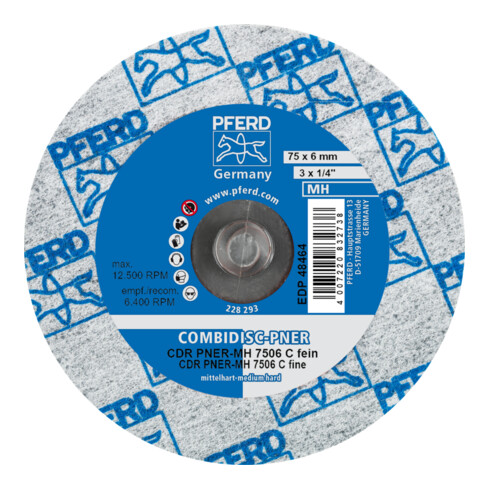 PFERD TOOLS COMBIDISC verpresste Vliesronde CDR PNER Ø 75 mm Mittehart SIC Fein für Finish