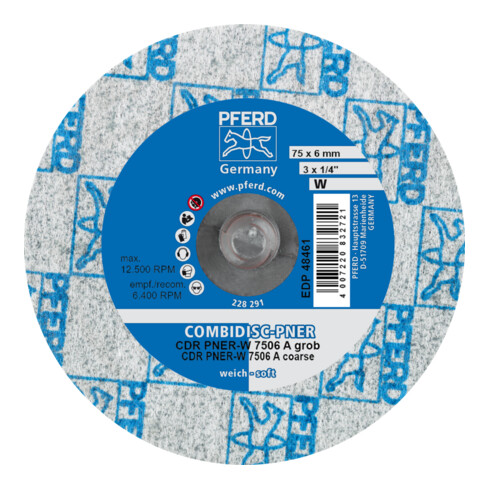 PFERD TOOLS COMBIDISC verpresste Vliesronde CDR PNER Ø 75 mm Weich A Grob für Finish