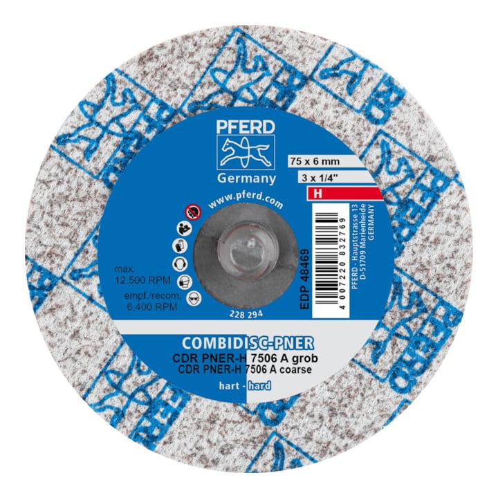 PFERD TOOLS COMBIDISC verpresste Vliesronde CDR PNER Ø 75 mm Hart A Grob für Finish