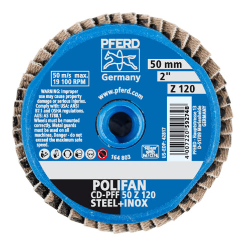 PFERD TOOLS COMBIDISC Zirkon Mini-POLIFAN CD Ø 50mm Z120 für gehärteten Stahl