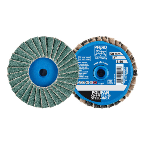PFERD TOOLS COMBIDISC Zirkon Mini-POLIFAN CD Ø 50mm Z40 für gehärteten Stahl